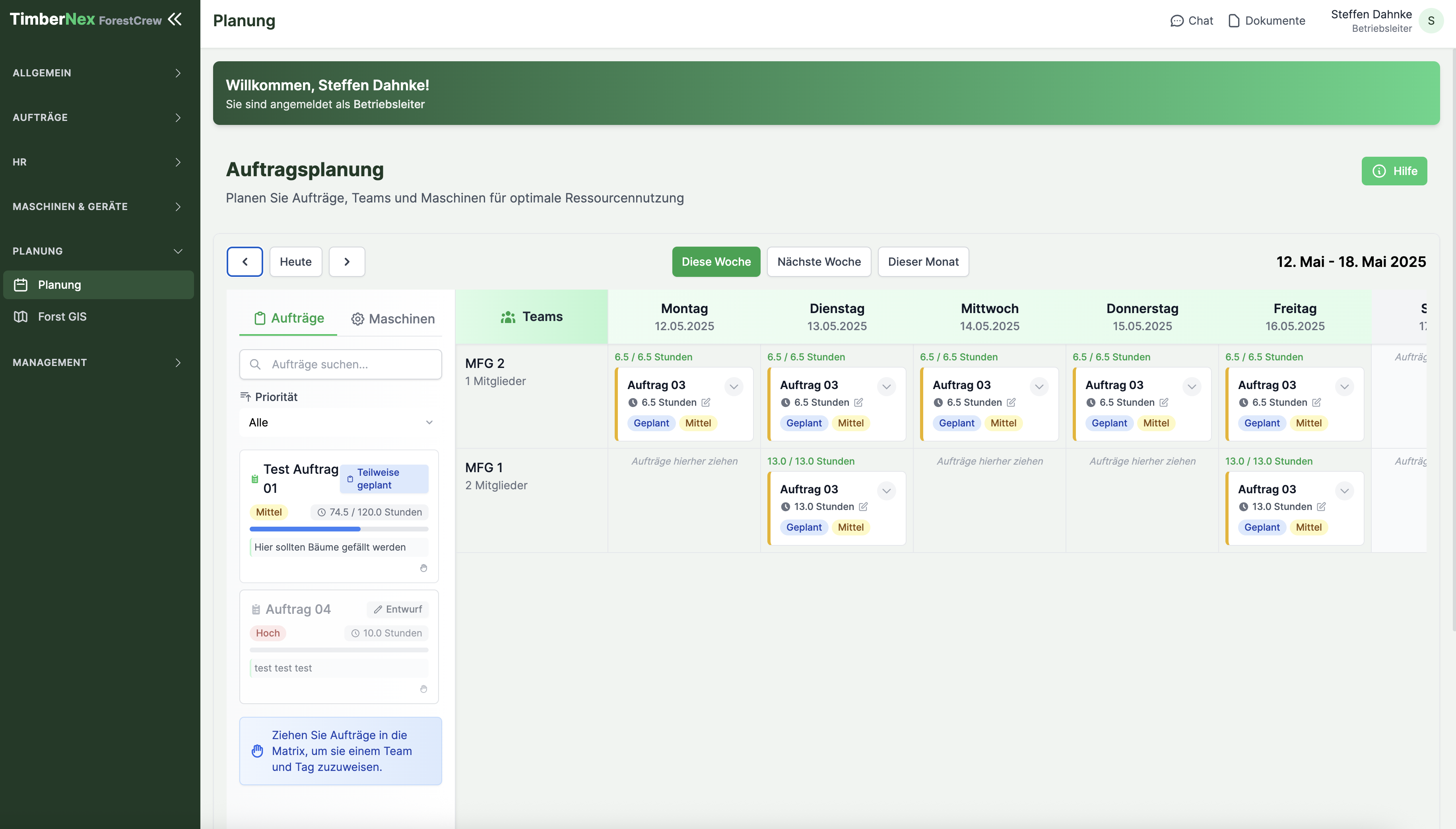 ForestCrew Aufgabenplanung und Ressourcenmanagement